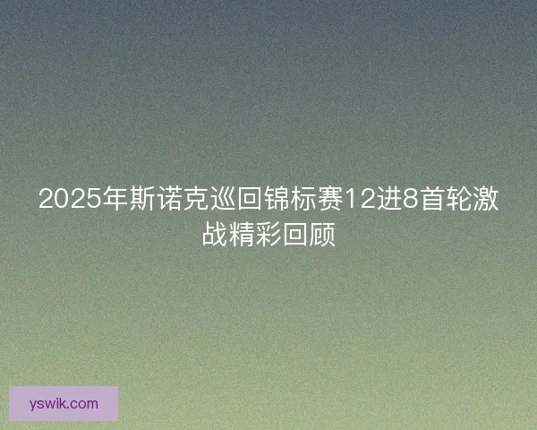 2025年斯诺克巡回锦标赛12进8首轮激战精彩回顾