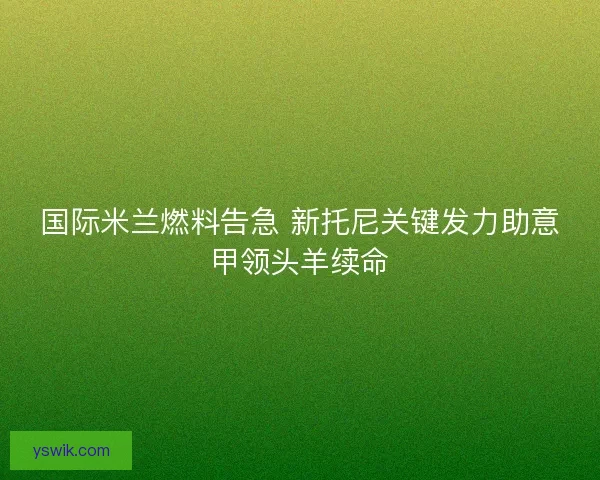 国际米兰燃料告急 新托尼关键发力助意甲领头羊续命